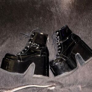 Vintage Demonia Black Platform Ankle Boots Size 10
